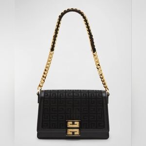 New Givenchy Embroidered Fabric and Leather Chain Medium Bag